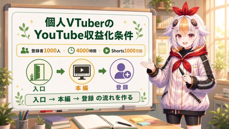 個人VTuberのYouTube収益化条件【2026年版】最短でYPPに近づく現実ルート