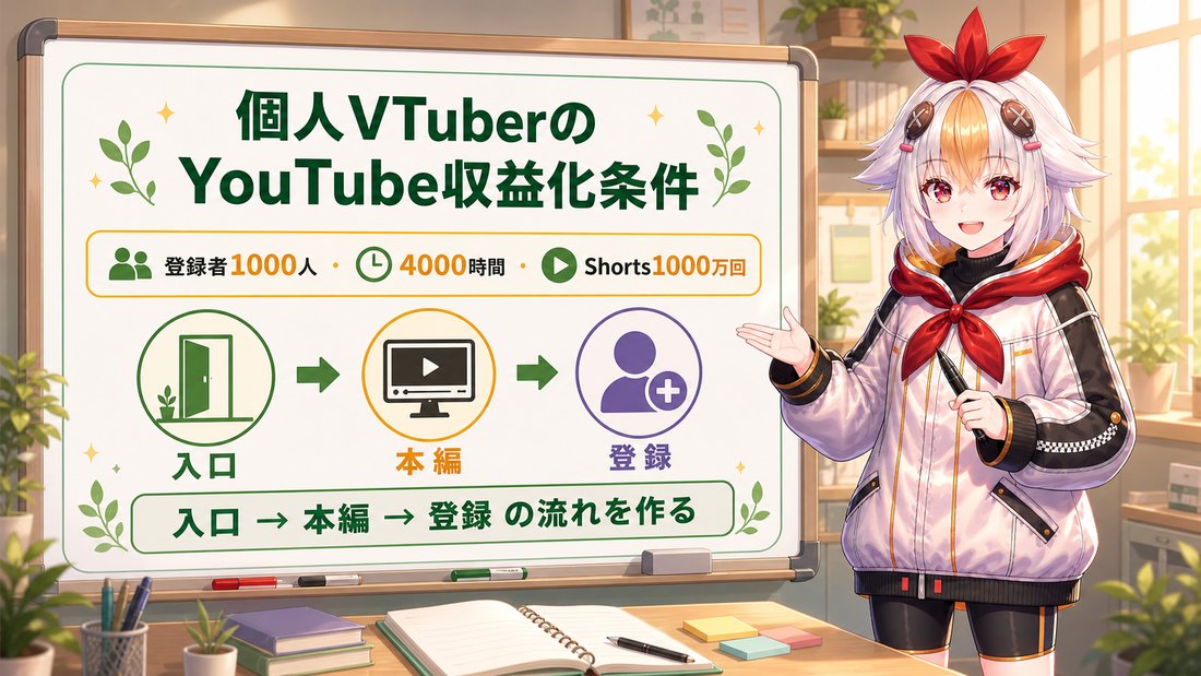 個人VTuberのYouTube収益化条件【2026年版】最短でYPPに近づく現実ルート