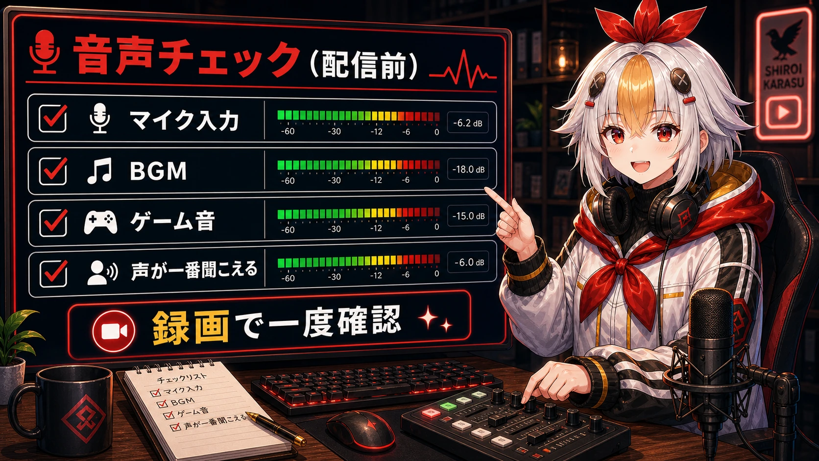 配信前の音声チェック