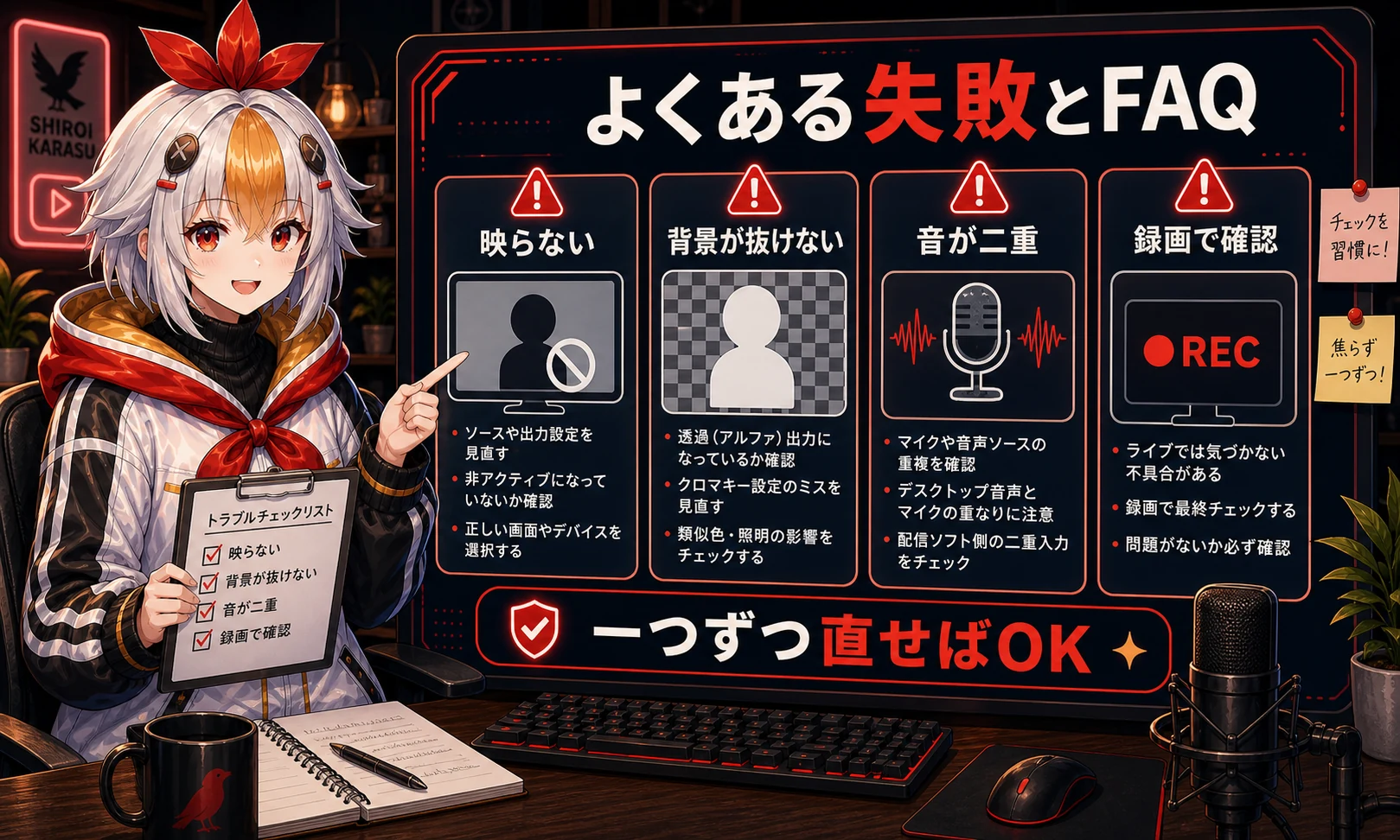 よくある失敗とFAQ。チェックリストを手で持った構図