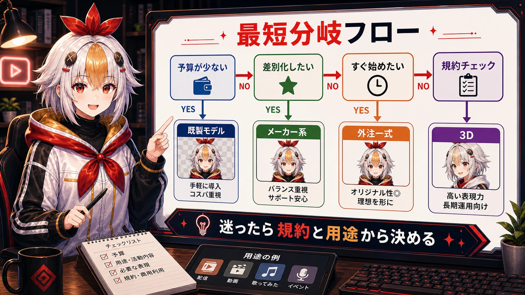 VTuberアバター調達の最短分岐フロー