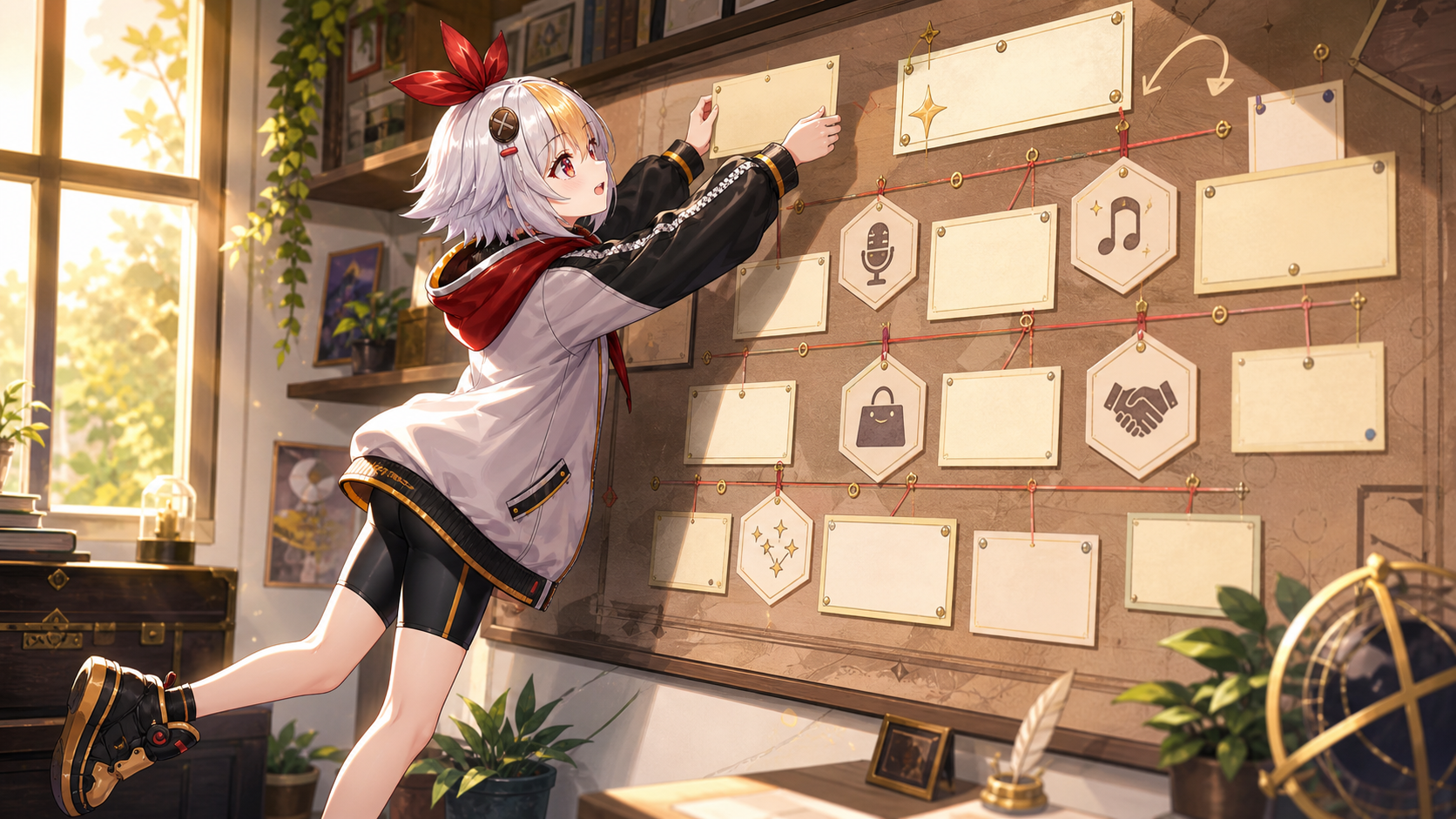 Mascot placing blank future project cards on a planning wall