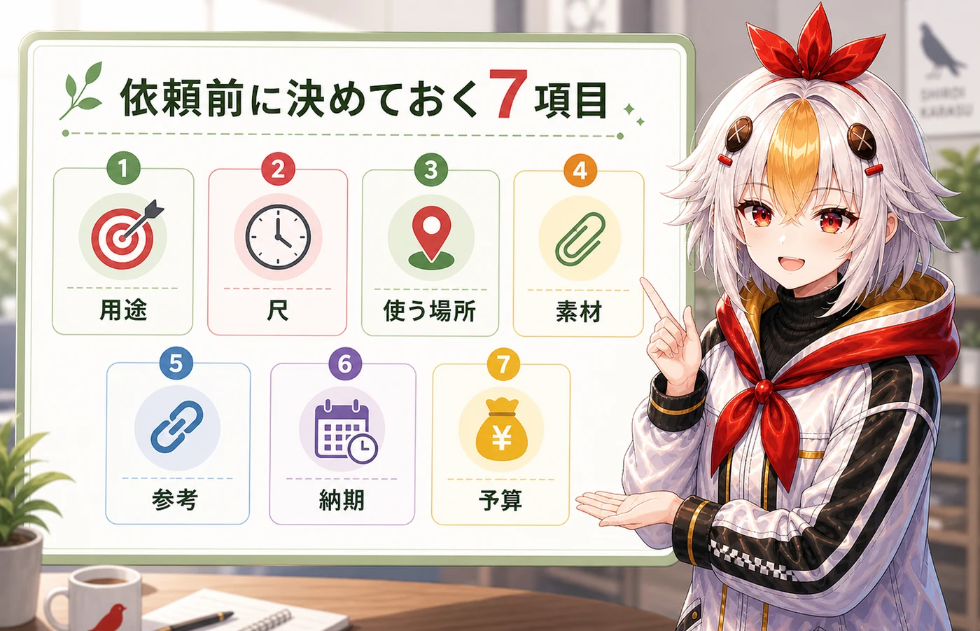 依頼前に決めておく7項目の図