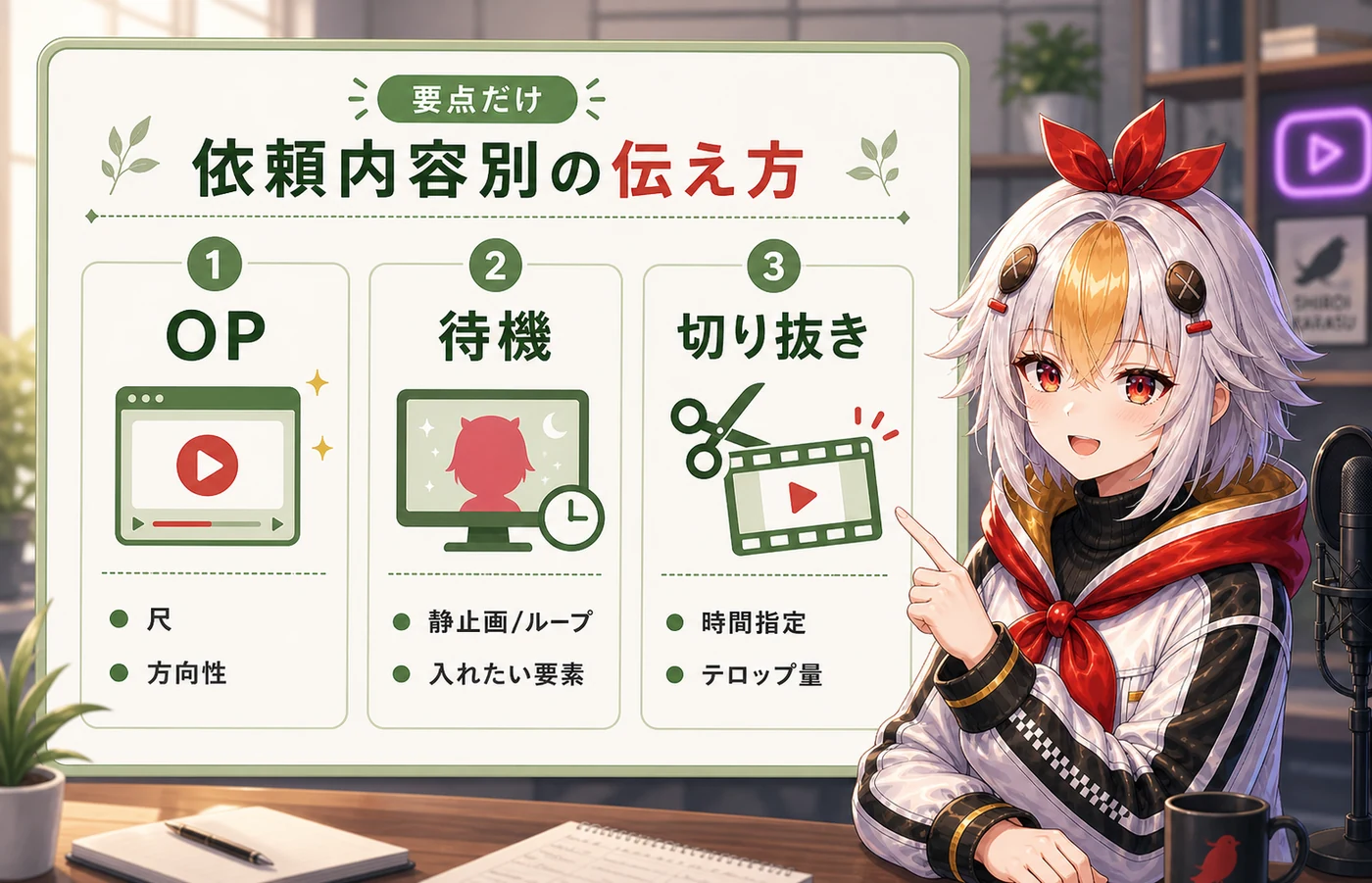 依頼内容別の伝え方（要点だけ）の図
