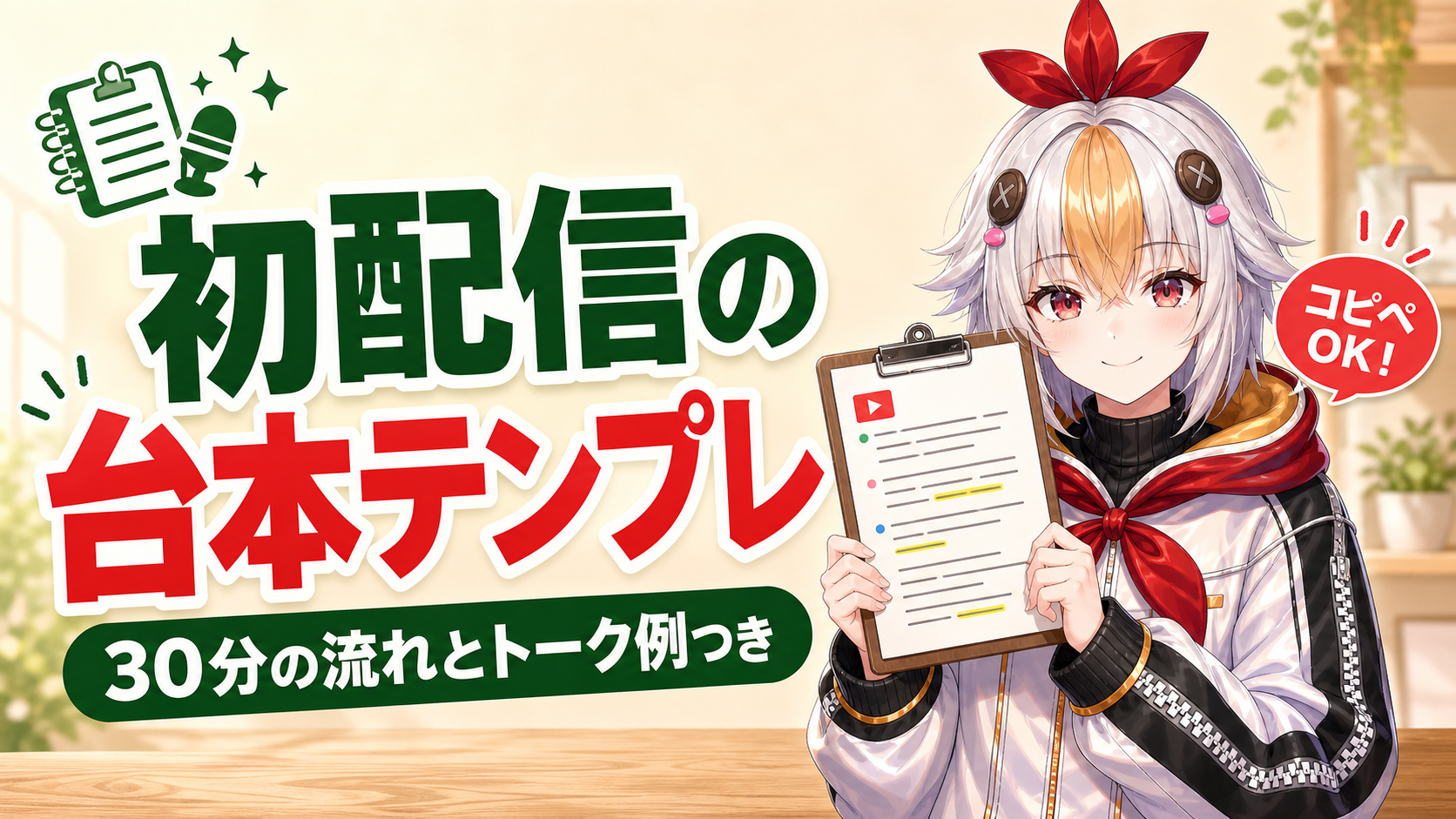 VTuber初配信 台本テンプレート｜30分で安心して話せる流れと例文