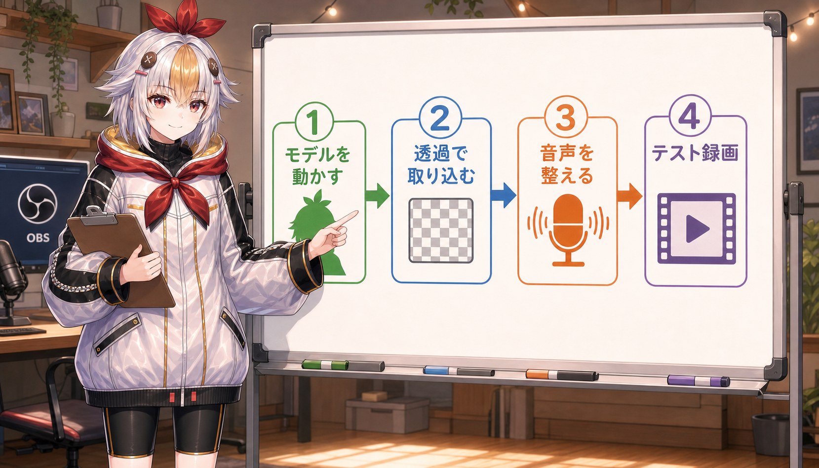 OBSとVTube Studioを4段階で設定する流れ