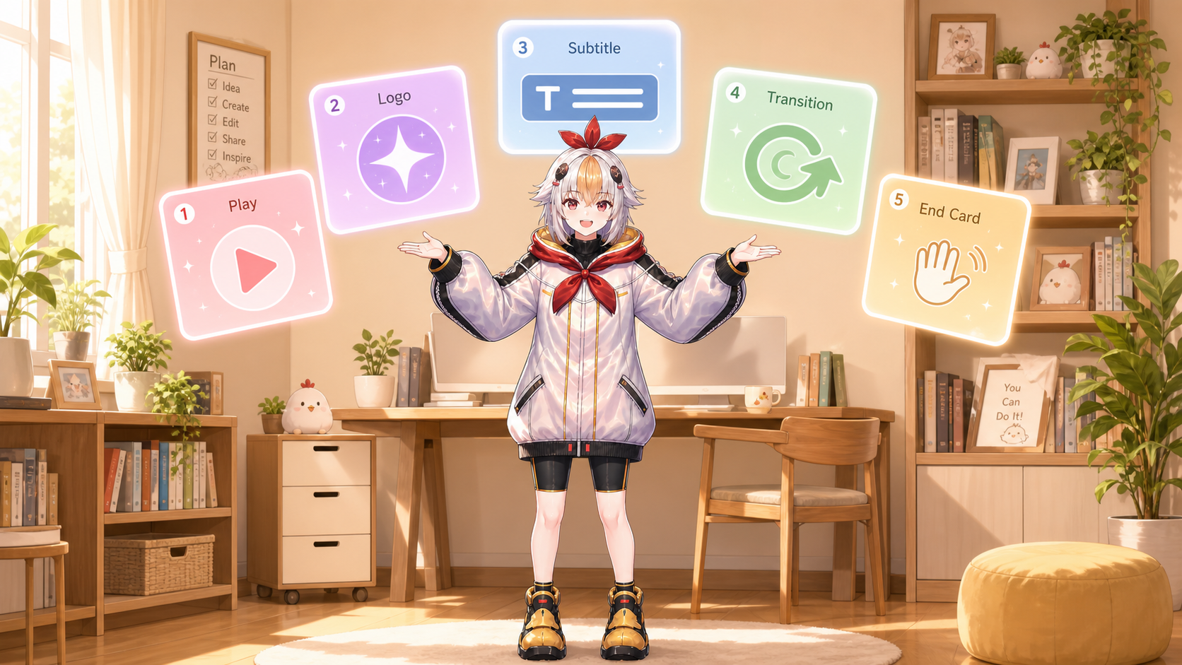 動画演出5選(OP・ロゴ・テロップ・転換・ED)のイラスト