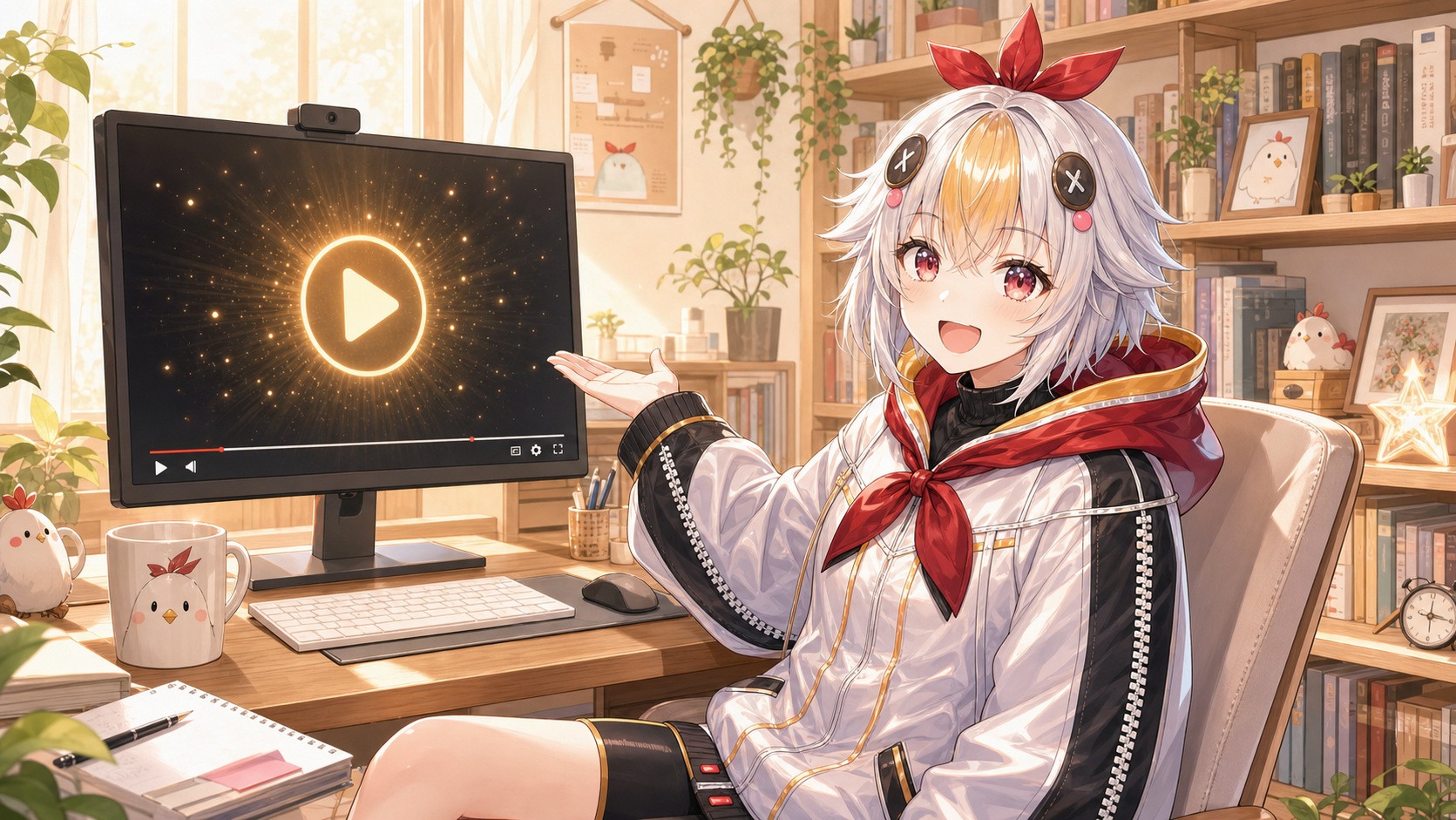 OP動画のプレビューを見せるこっこちゃん