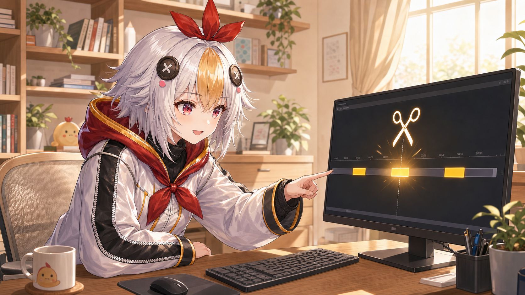 配信タイムラインから切り抜きポイントを選ぶイラスト