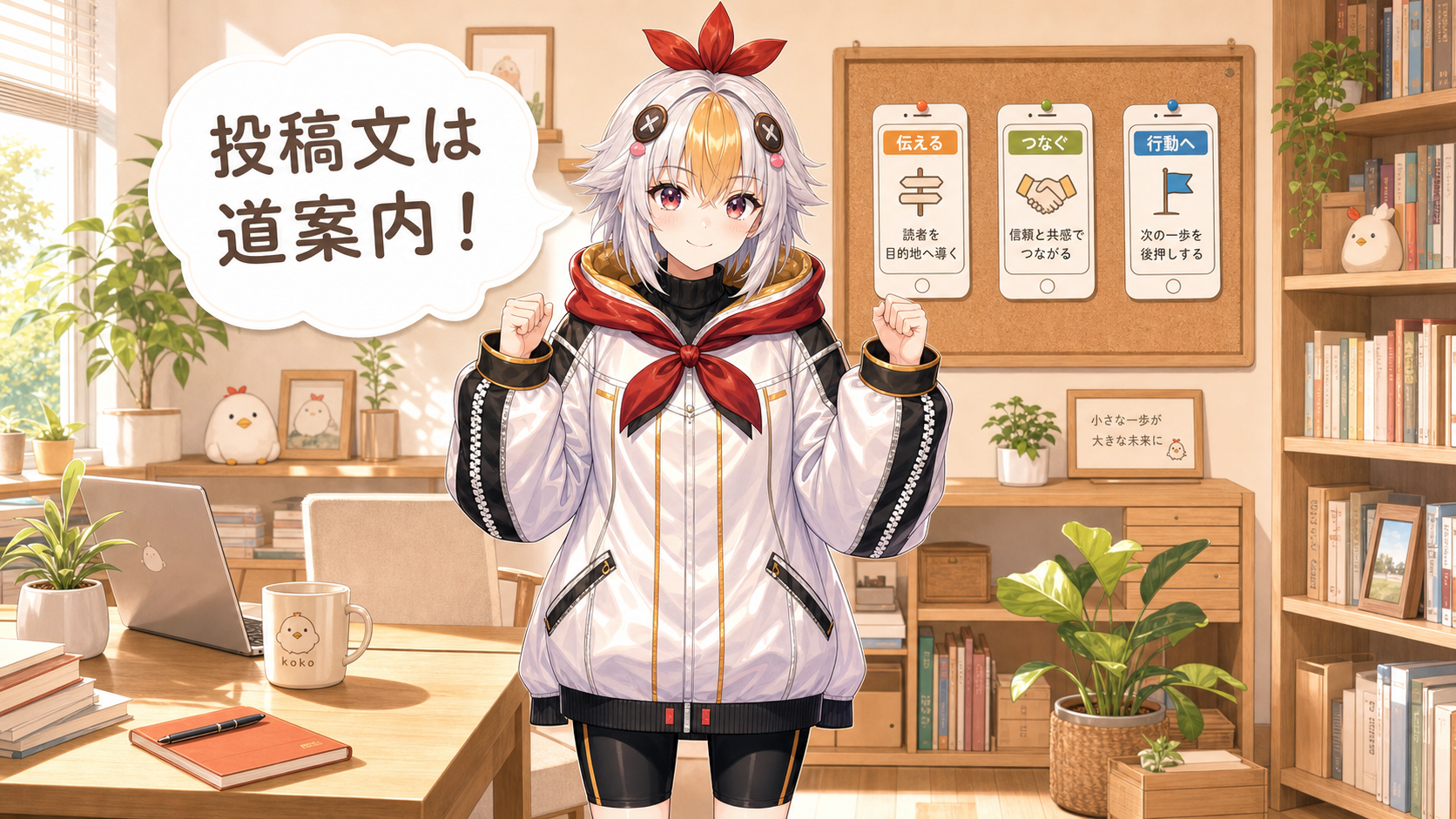 まとめ:投稿文は道案内!と話すこっこちゃん