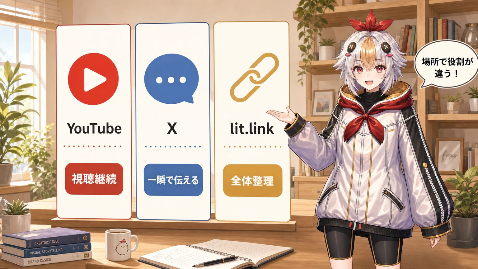 YouTube・X・lit.linkの役割の図解