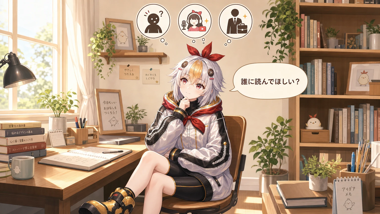 誰に向けてプロフィールを書くか考えるこっこちゃん