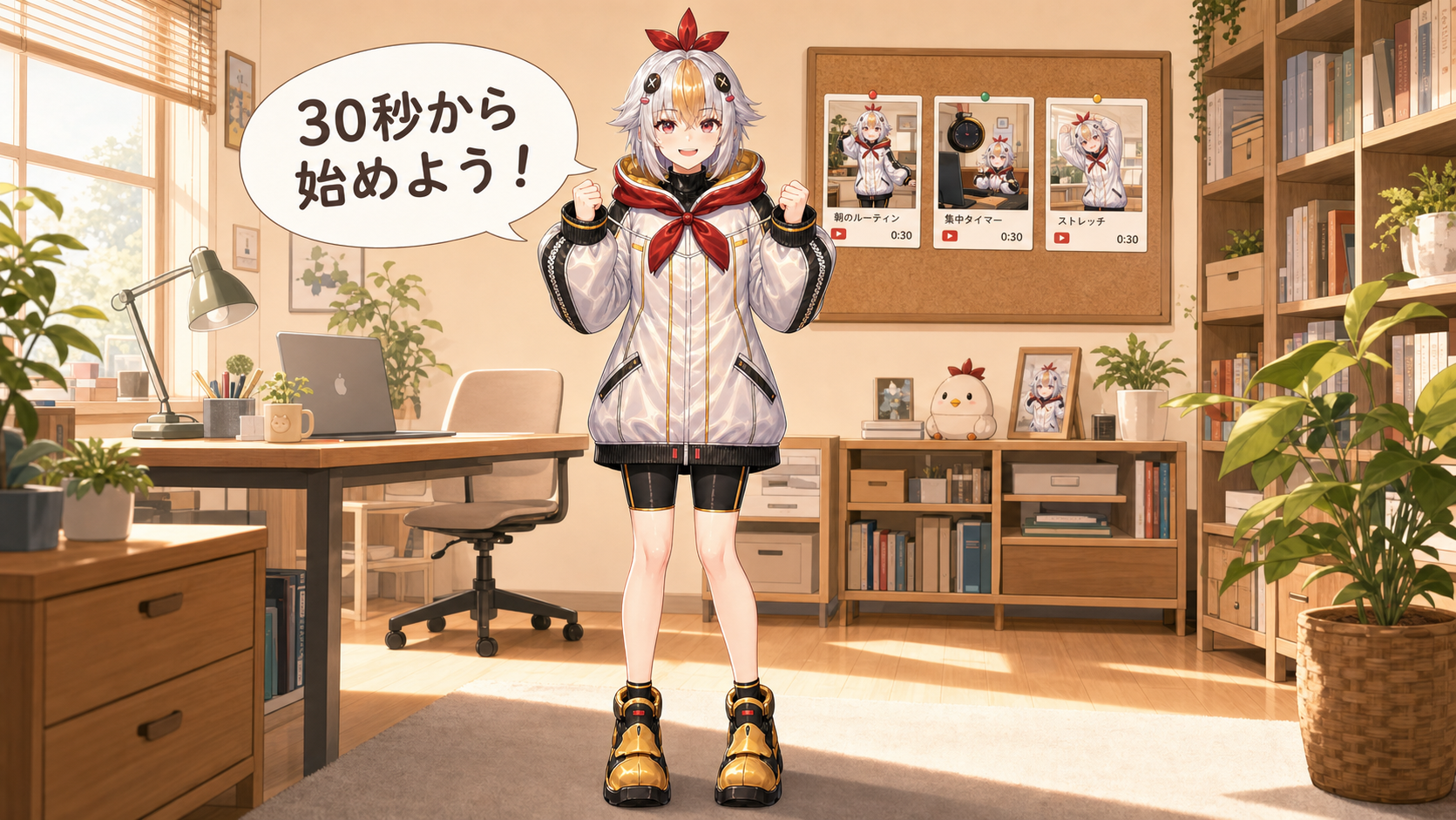 VTuber自己紹介動画 まとめ こっこちゃんが完成動画を見せて笑顔