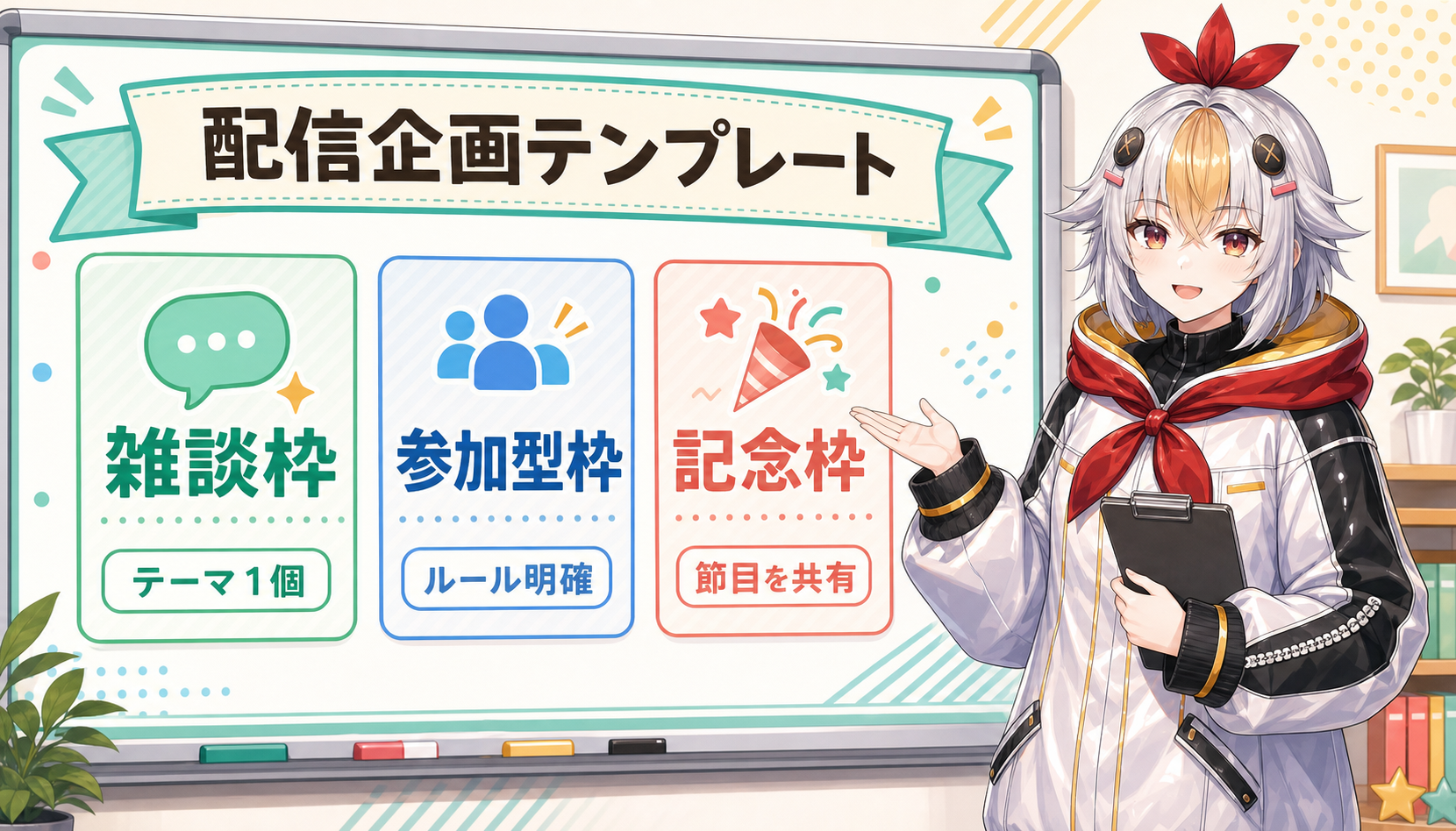 VTuber配信企画テンプレートの雑談枠参加型枠記念枠