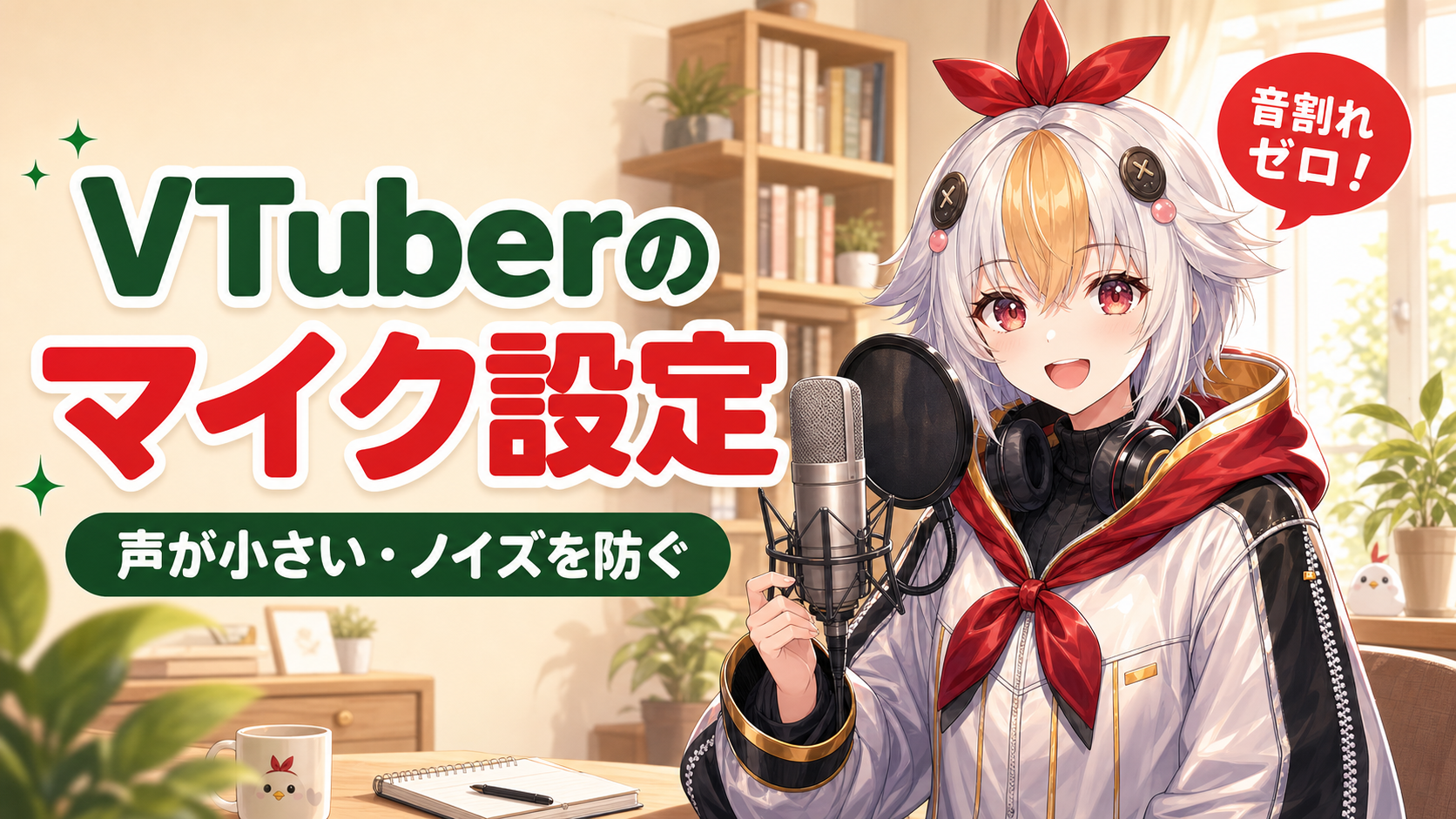 VTuberのマイク設定を案内するこっこちゃん（音割れゼロ！）