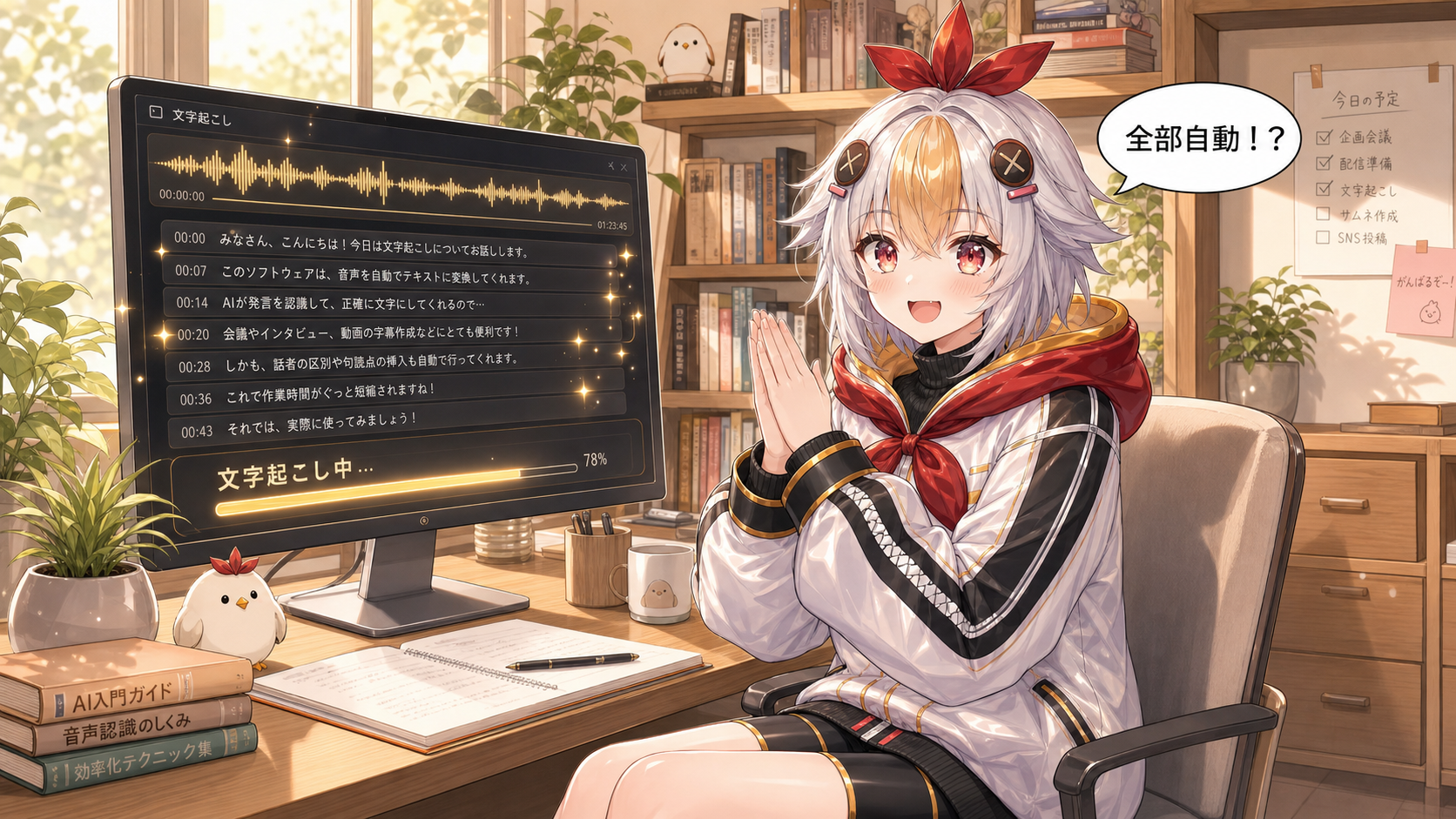 Premiere Proの自動文字起こしに驚くこっこちゃん