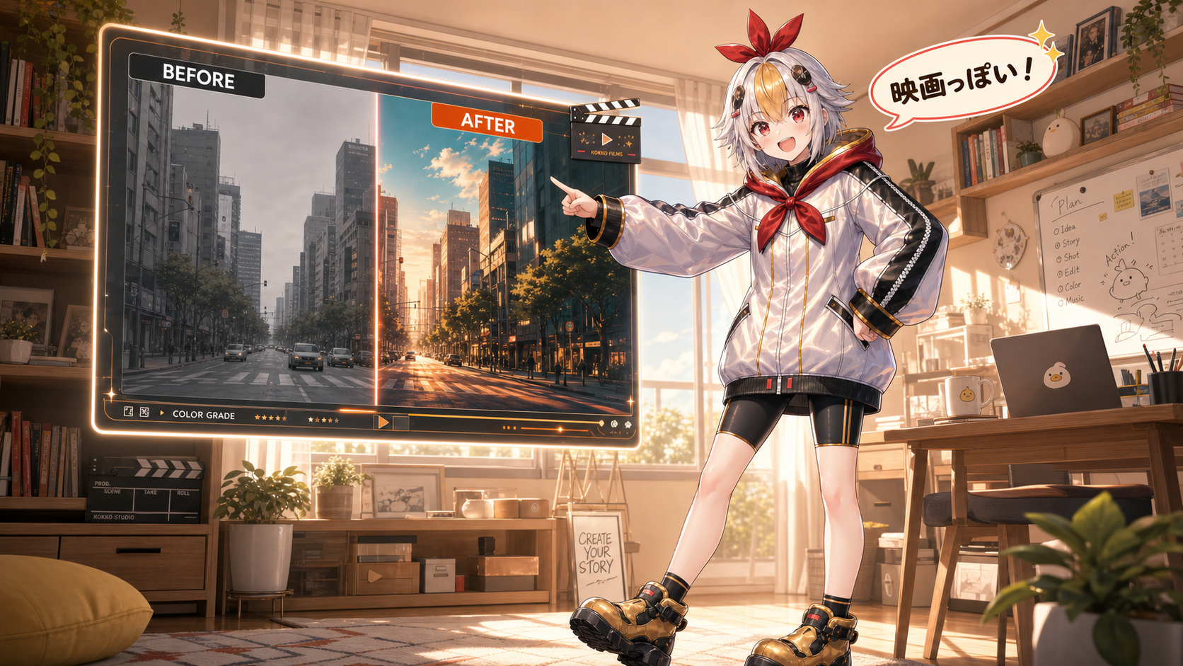シネマティック(ティール&オレンジ)のカラーグレーディング作例