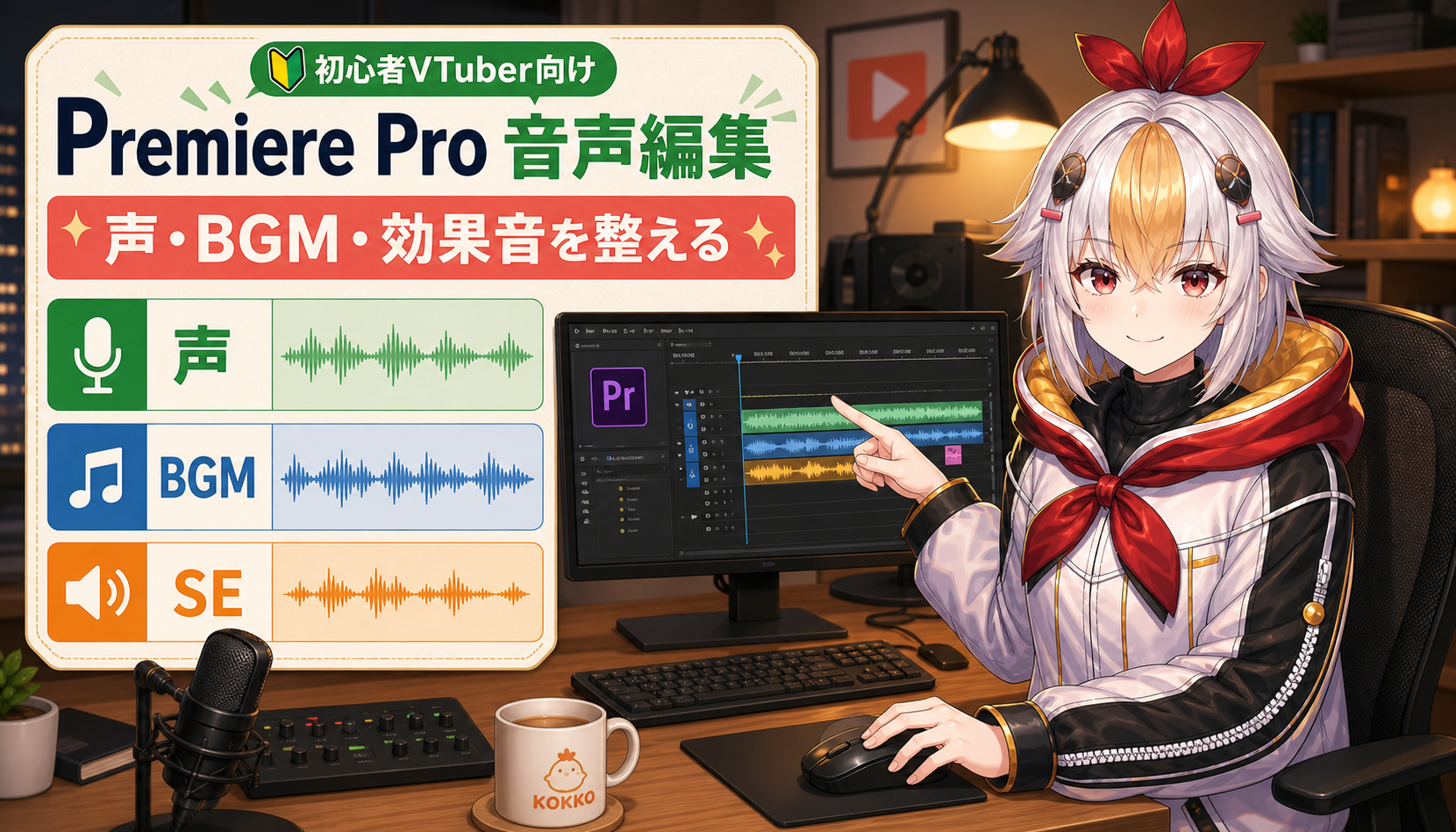 Premiere Proで声とBGMと効果音を編集する全体像