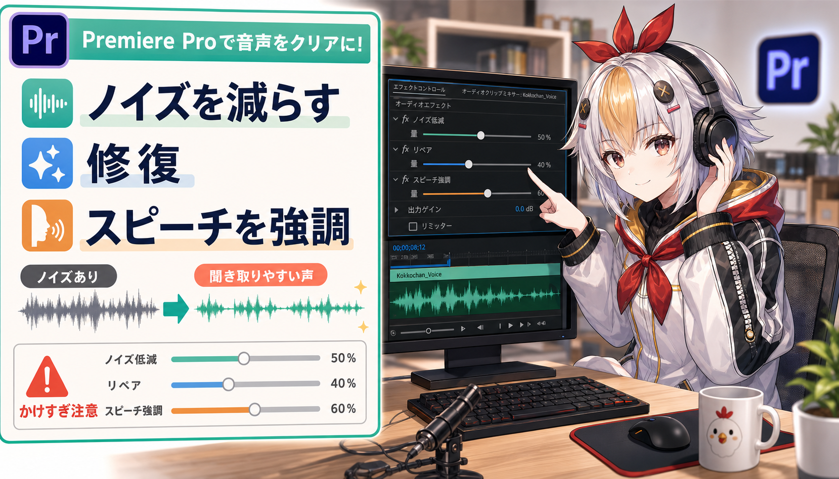 Premiere Proのノイズ除去とスピーチを強調する方法