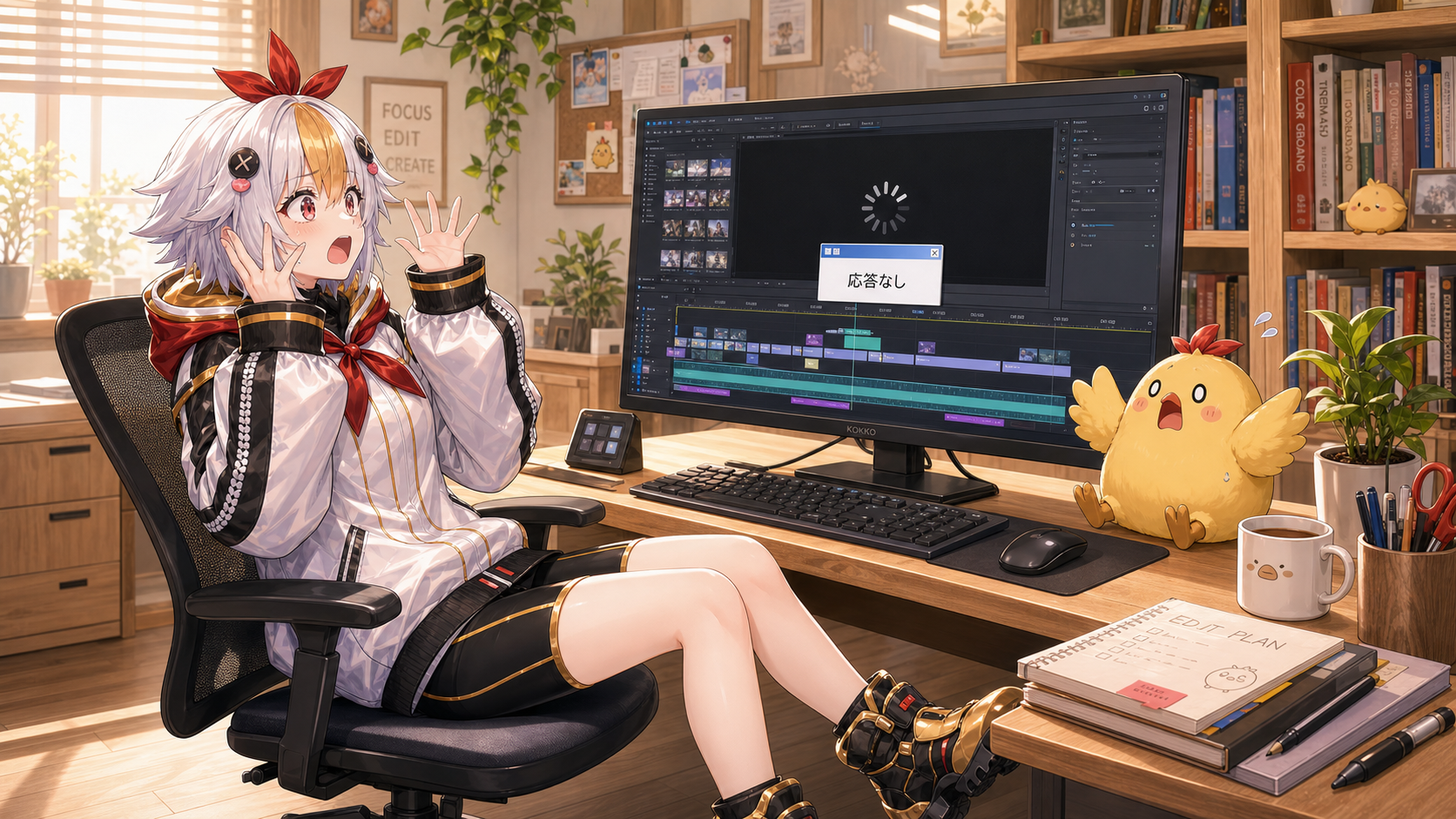 Premiere Proがフリーズしてパニックになるこっこちゃん