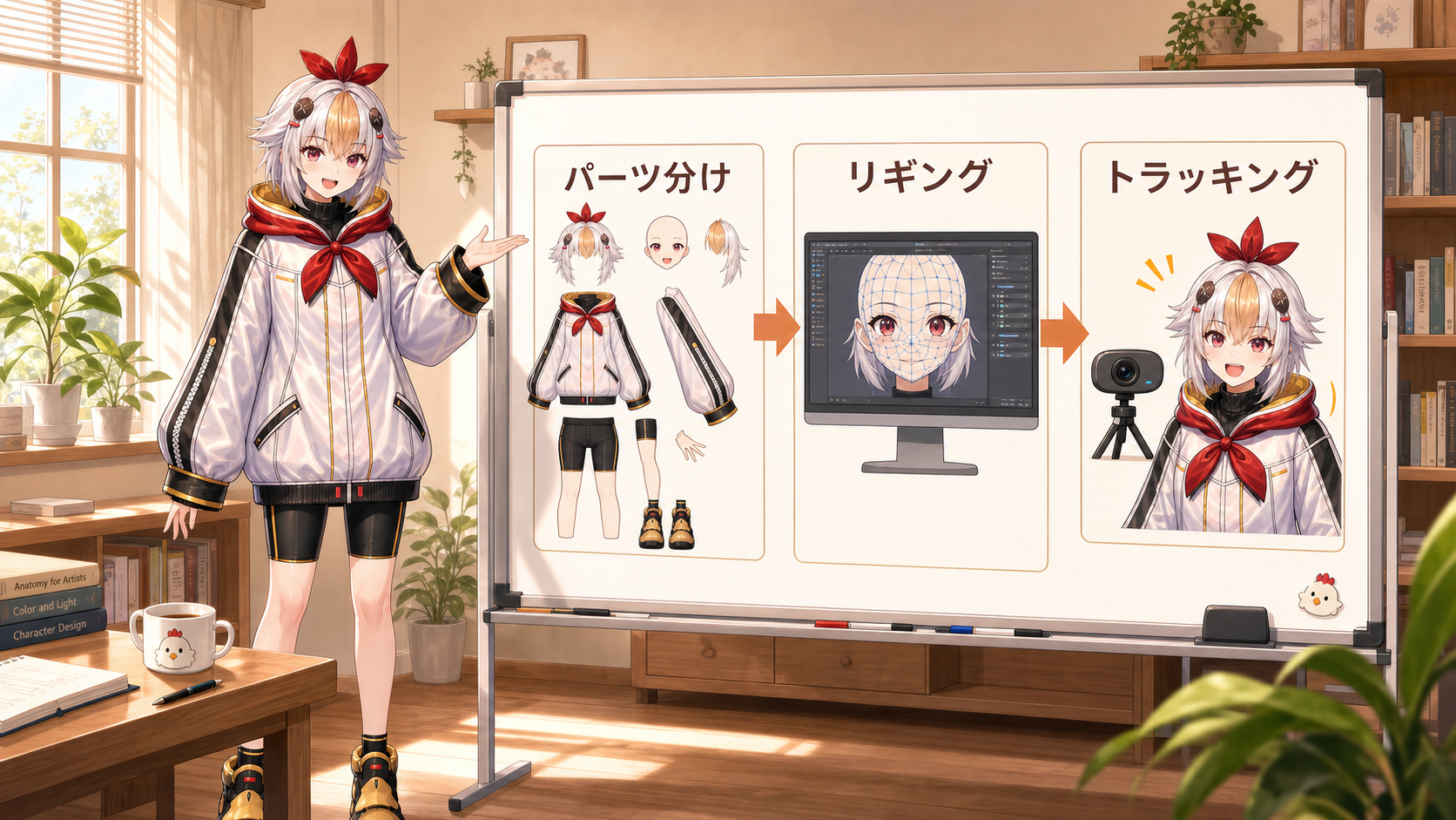 Live2D自作の3ステップを説明するこっこちゃん