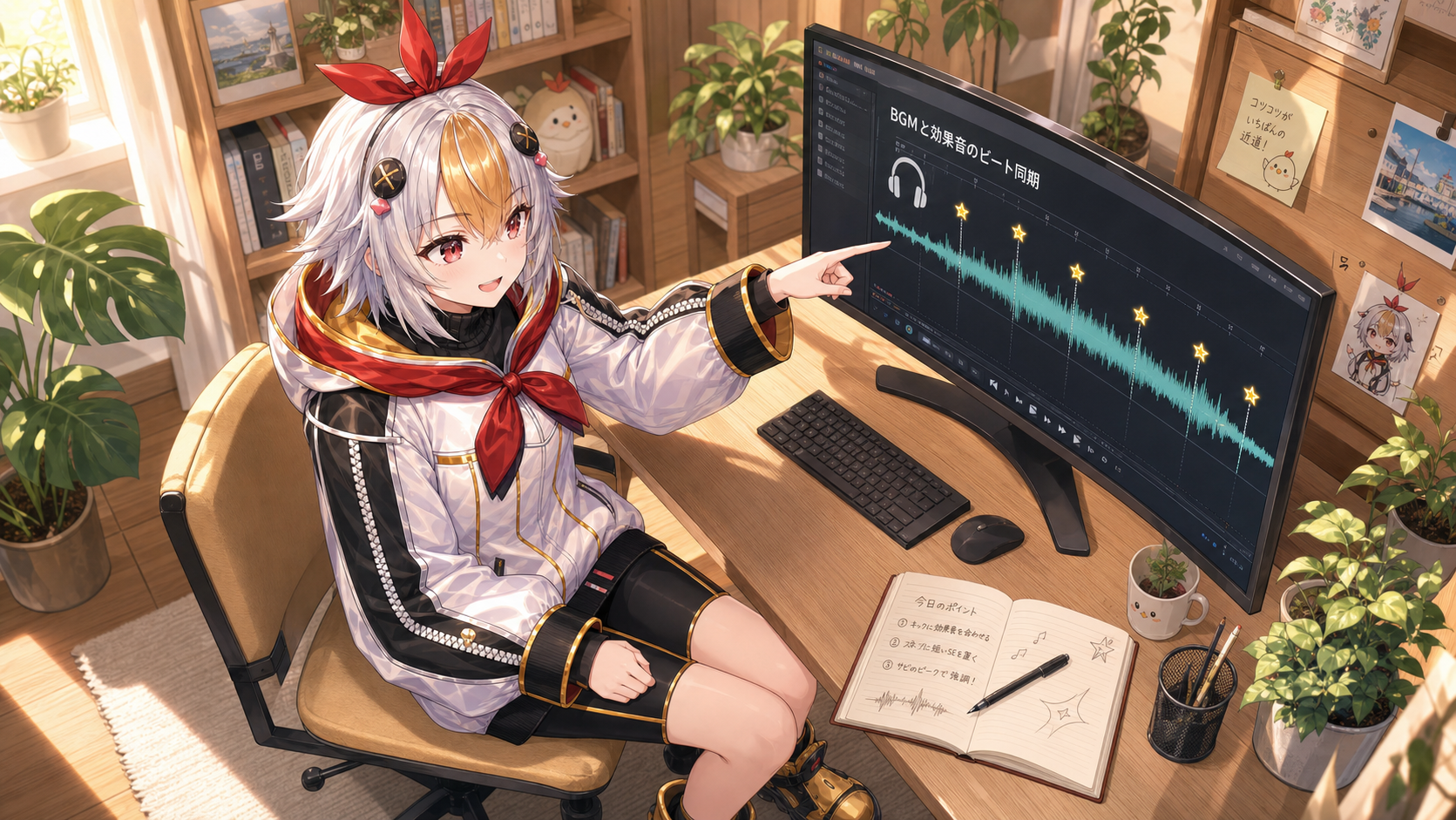 BGMのビートにエフェクトを合わせるコツを説明するこっこちゃん