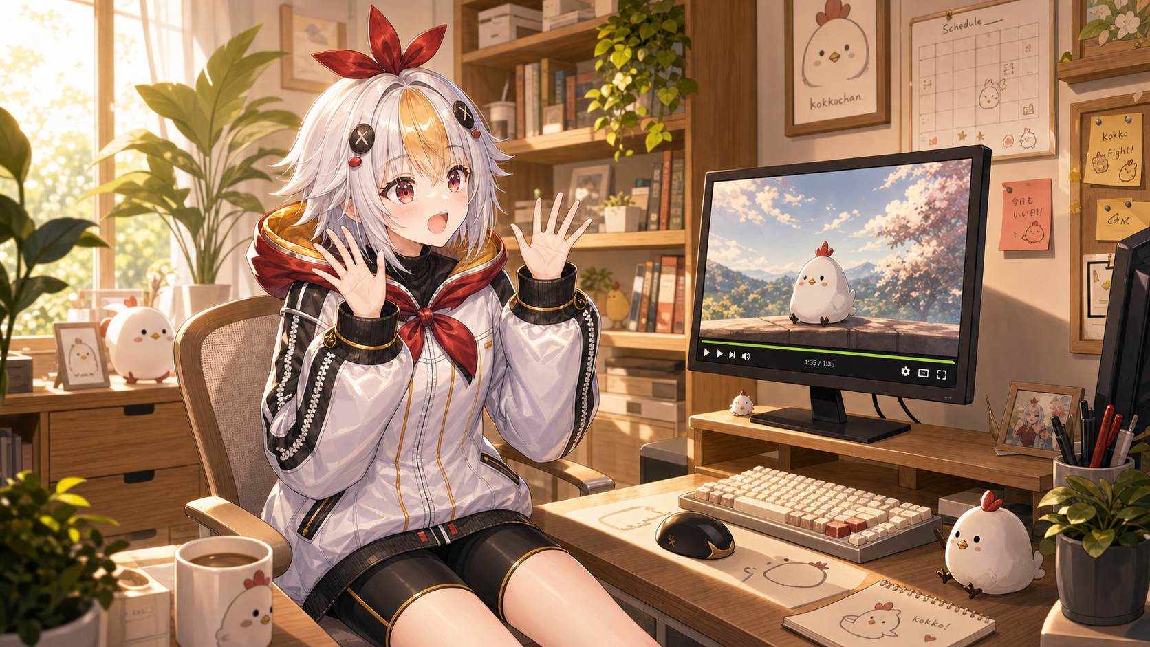 プレビュー解像度を1/2に切り替えて驚いているこっこちゃん