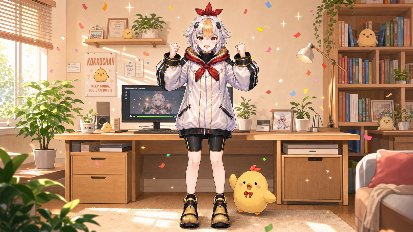 軽くなったプレビューに満足してガッツポーズするこっこちゃん