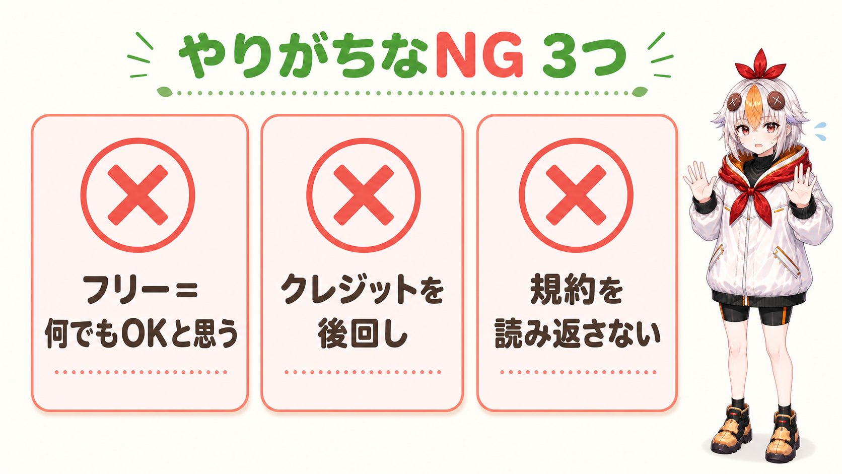 フリー素材を使うときにやりがちなNG3つ