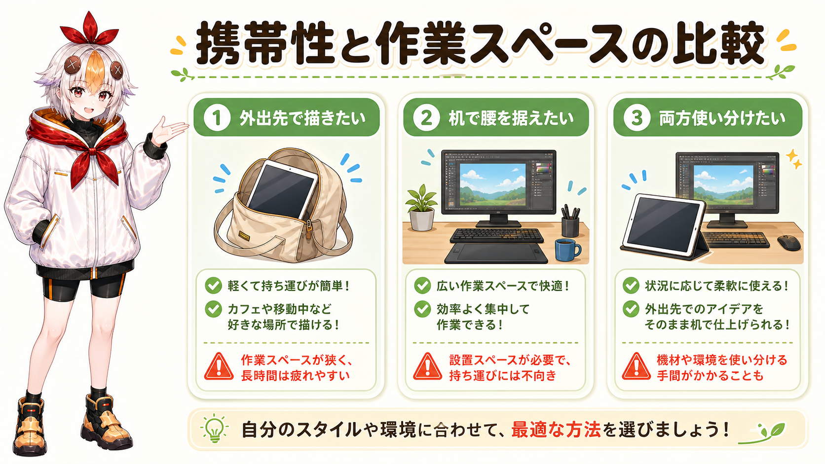 携帯性と作業スペースの比較