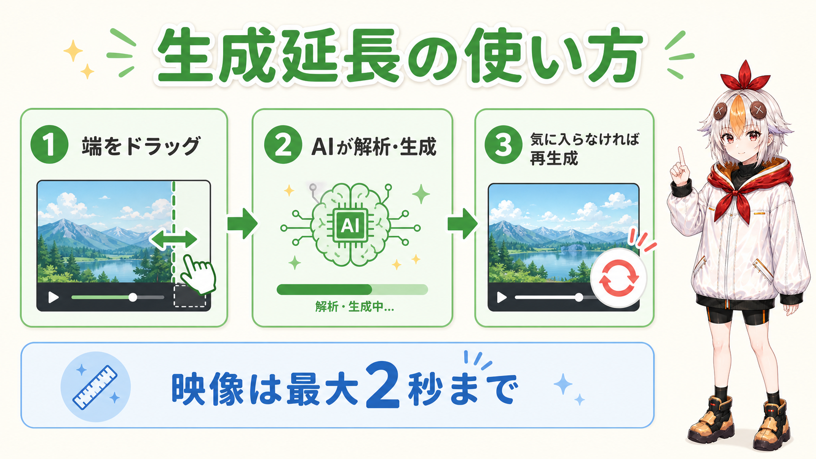 生成延長を使う3ステップと映像の上限
