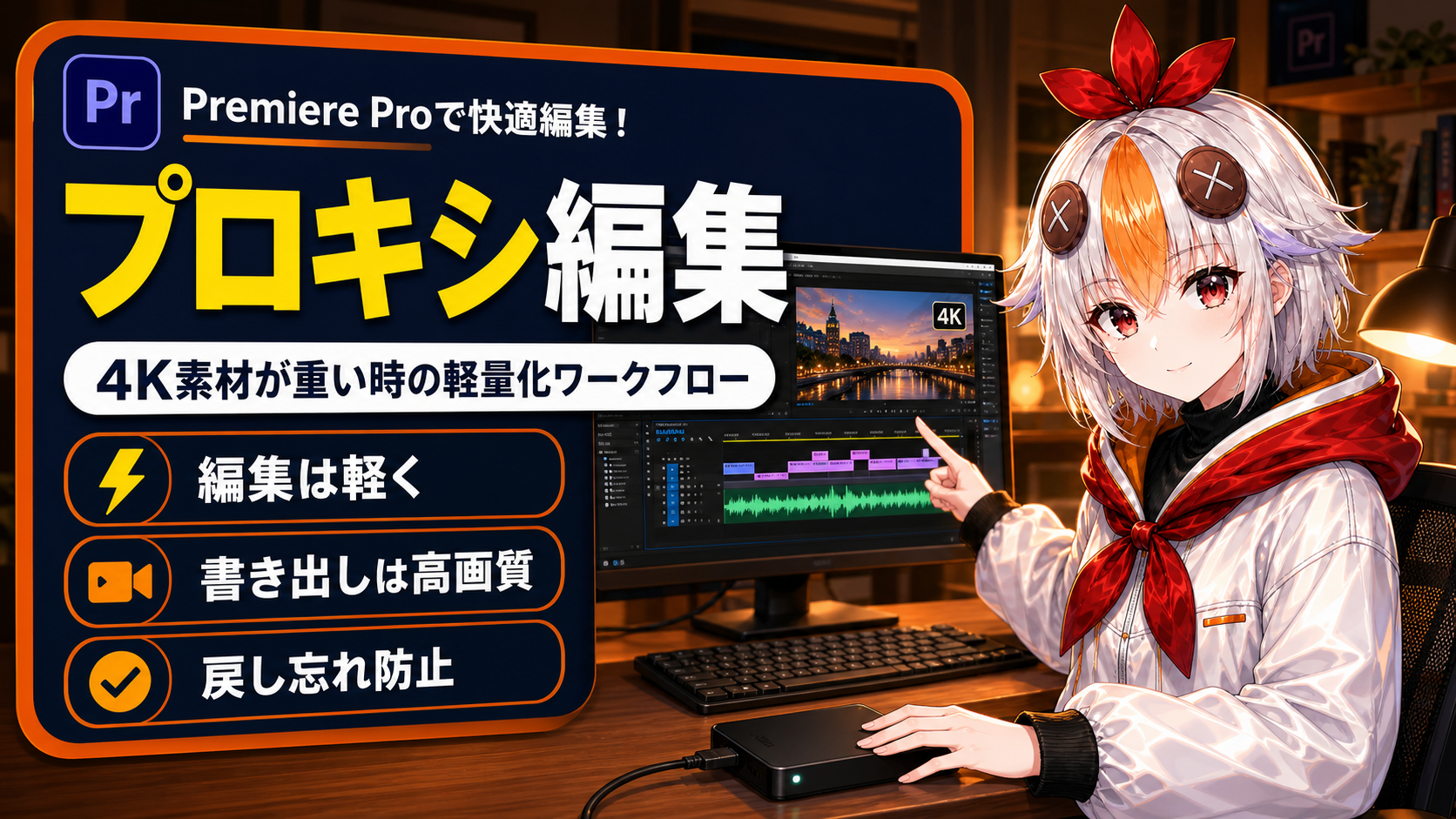 Premiere Proのプロキシ編集ワークフロー:4K素材を軽量化する図解
