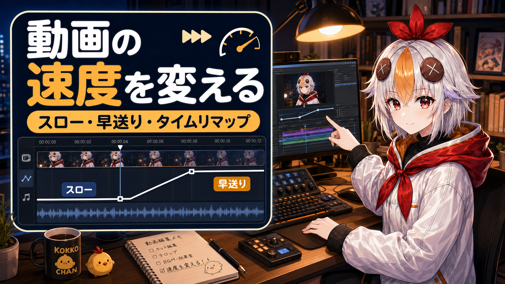 動画の速度を変えるイメージ