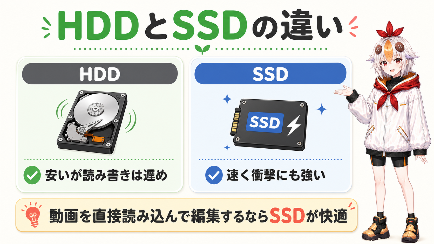 HDDとSSDの違いの図解