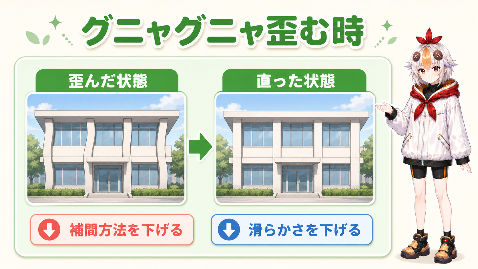 グニャグニャ歪む時の直し方