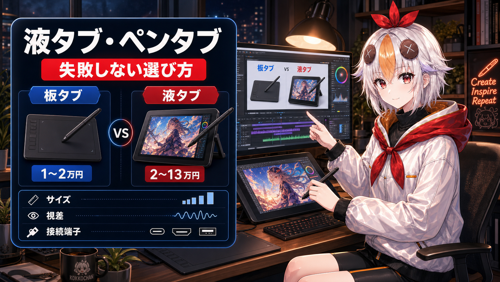液タブとペンタブの比較イメージ