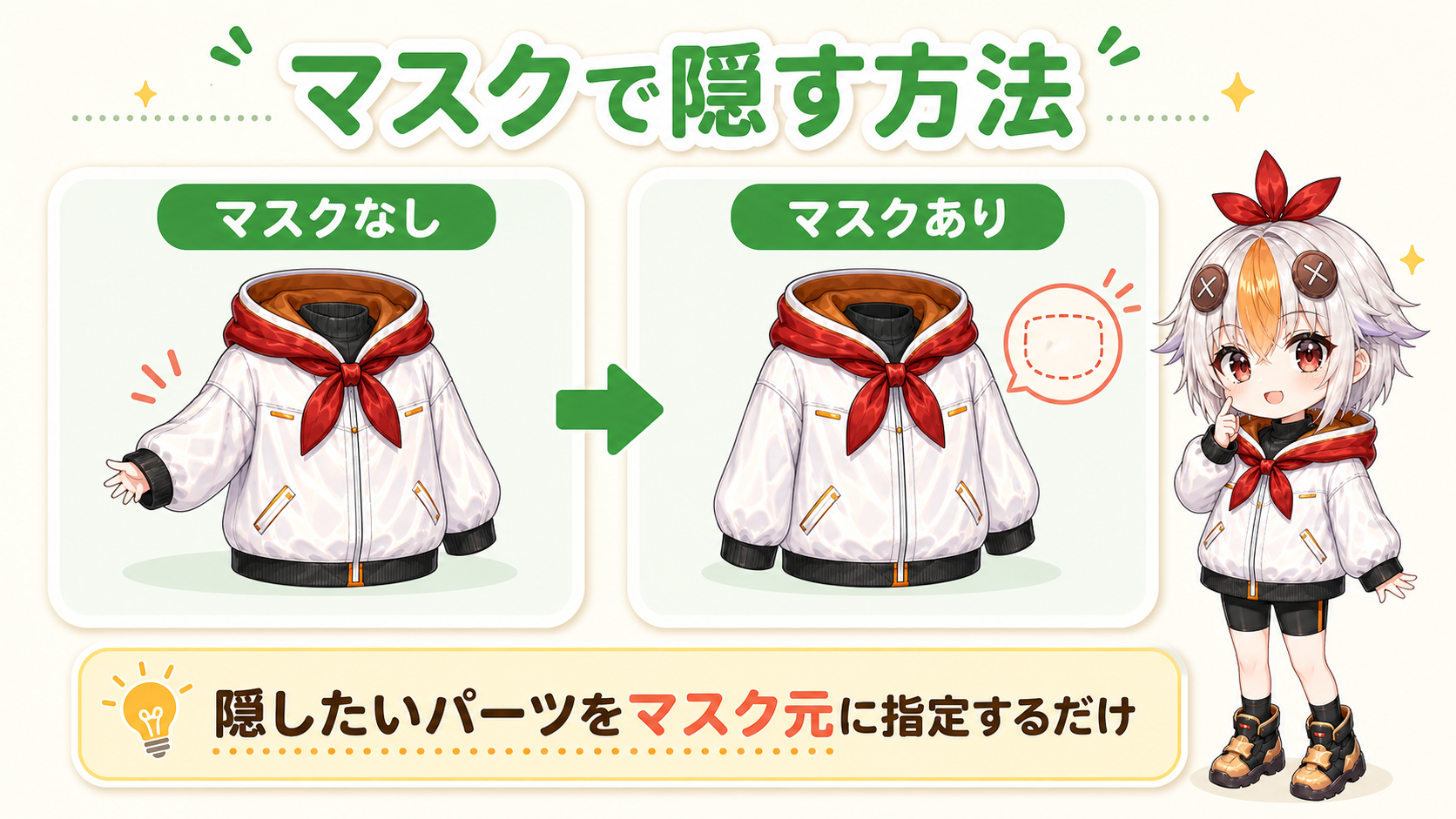 マスク機能を使う前と後の比較図解