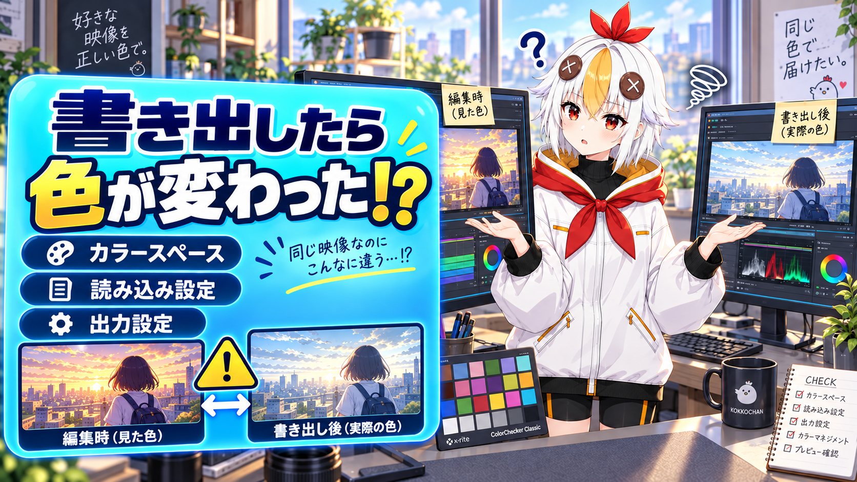 After Effectsで書き出し後に色が変わってしまう問題の原因を解説するアイキャッチ画像