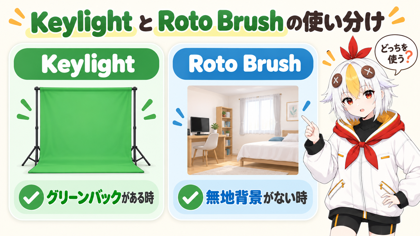 KeylightとRoto Brushの使い分けを比較するインフォグラフィック