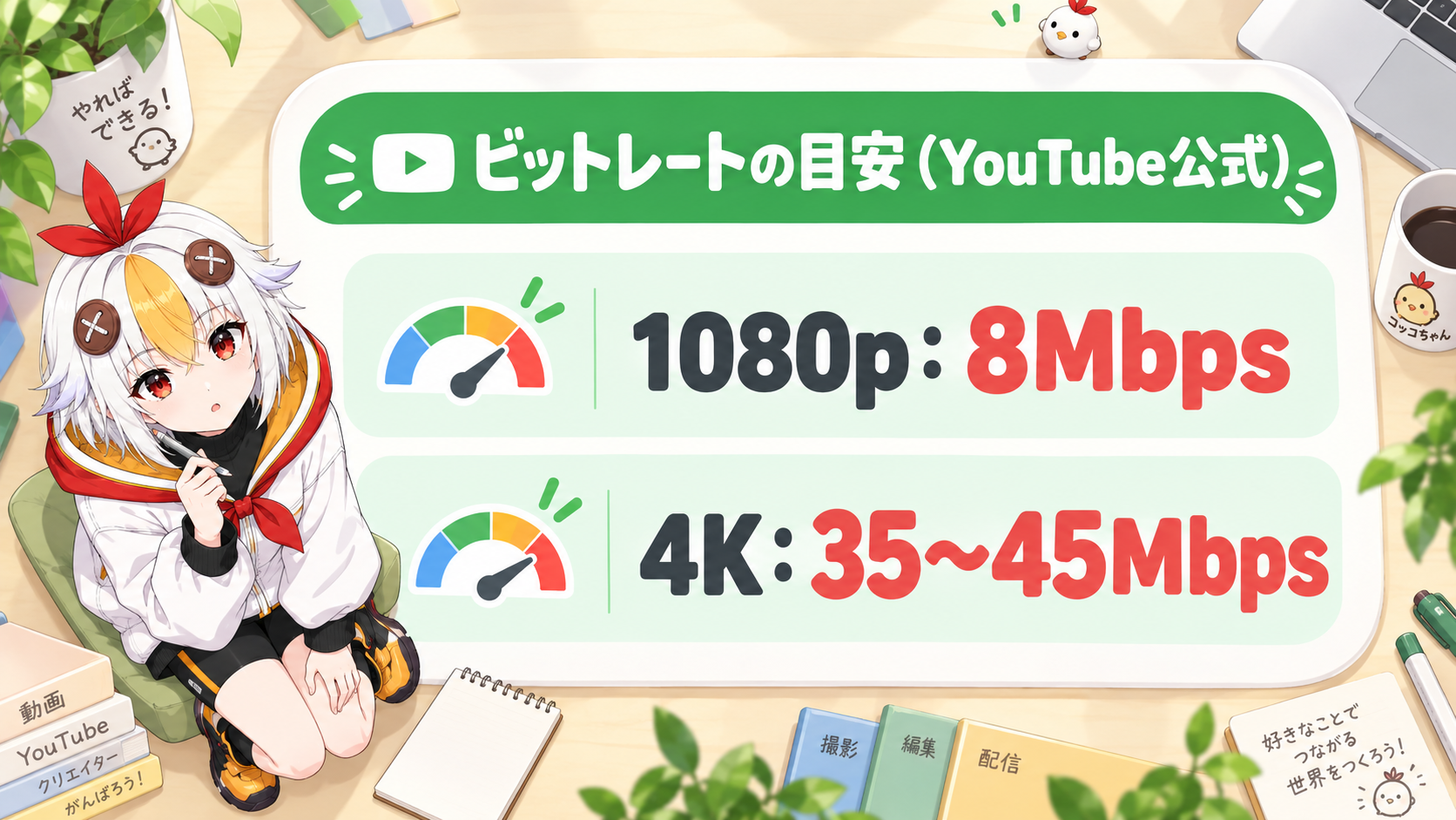 ビットレートの数値を見ながら確認しているこっこちゃん
