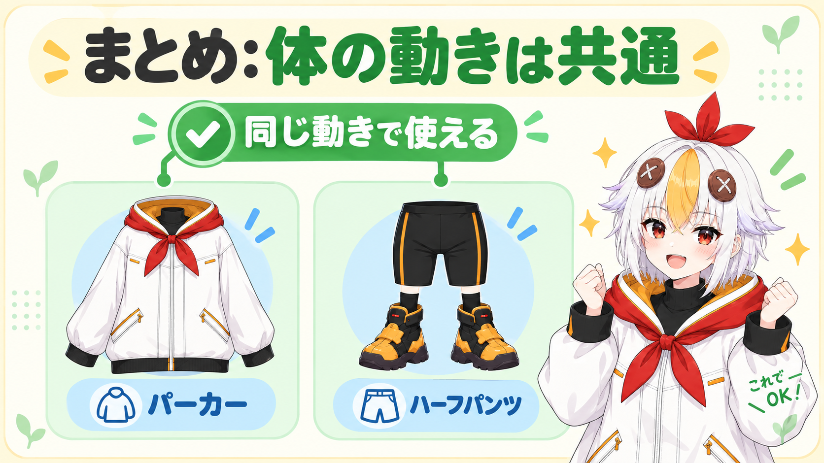 2着の衣装を切り替えて楽しそうにしているこっこちゃん