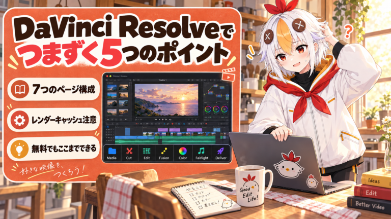 DaVinci Resolveで初心者がつまずく5つのポイント【2026年版】無料でも本格編集ができる代わりに戸惑いやすい仕組み