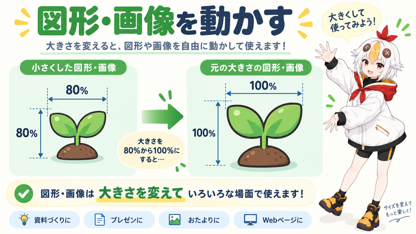 ロゴ画像のスケールにキーフレームを打って登場アニメーションを作っているこっこちゃん