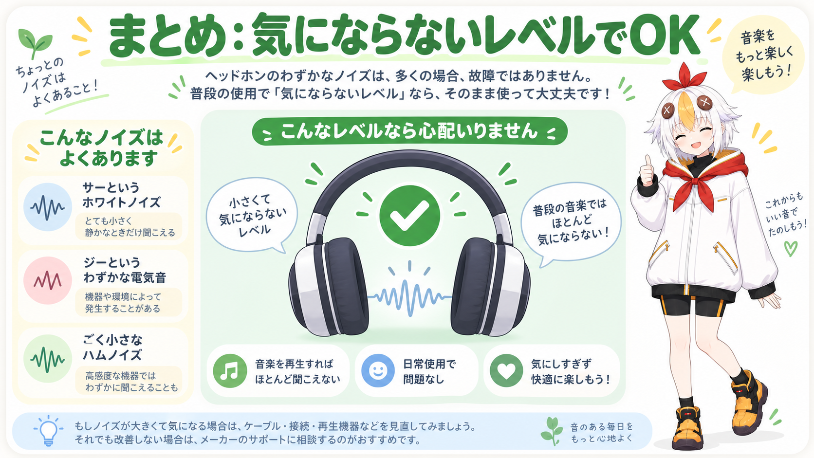 ノイズが減った音声を聞いて満足そうなこっこちゃん