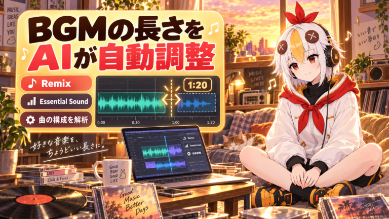 Premiere ProのRemixの使い方【2026年版】AIが音楽の長さを自動で調整する