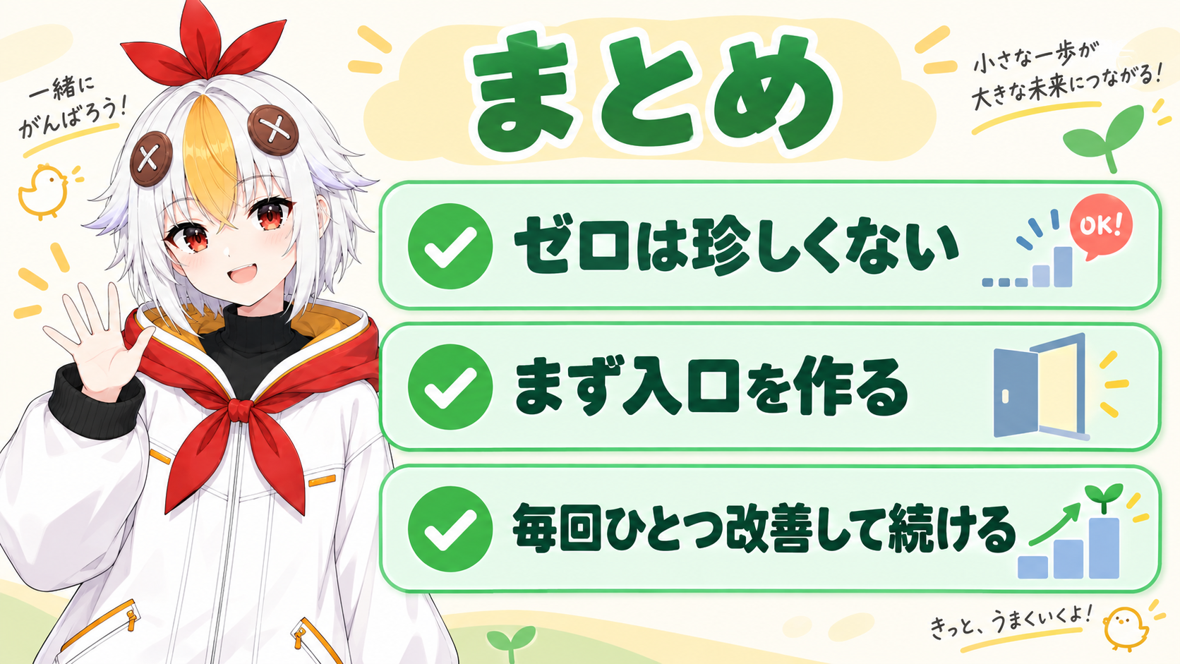 前向きになって笑顔のこっこちゃん