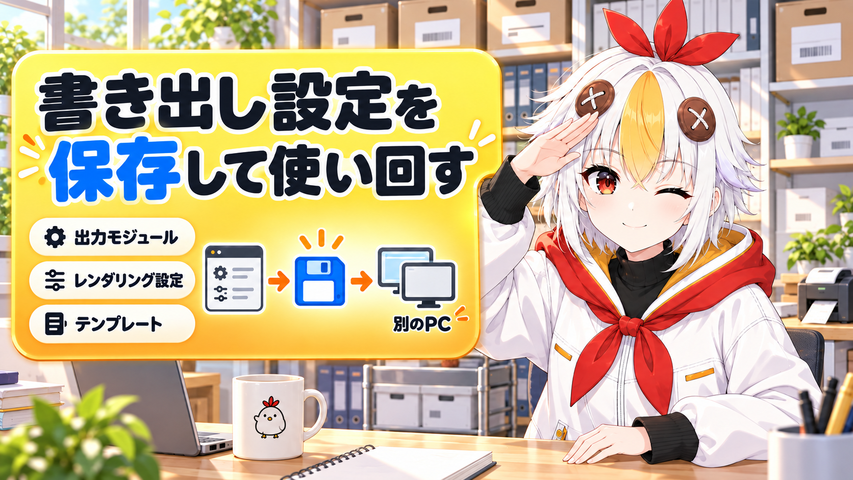 After Effectsの出力モジュールとレンダリング設定をテンプレートとして保存して使い回す方法を解説するアイキャッチ画像
