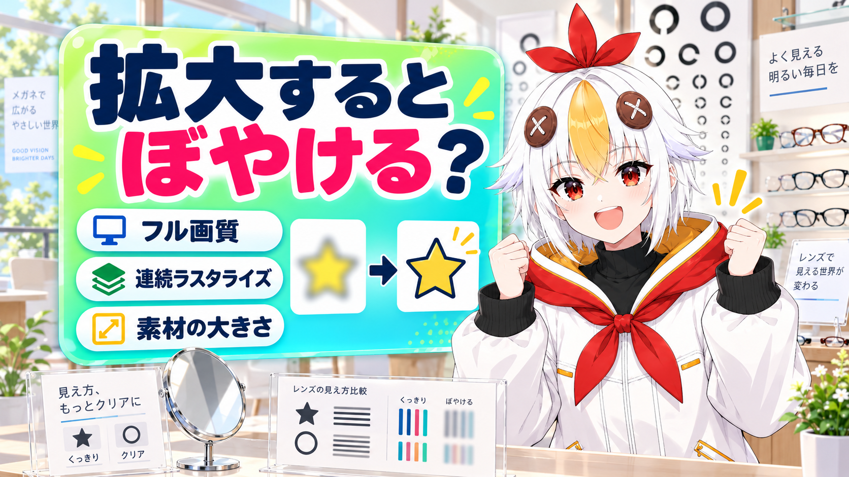 After Effectsで画像や文字がぼやける時の直し方として、プレビュー解像度と連続ラスタライズを確認することを解説するアイキャッチ画像