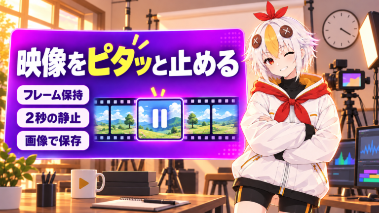 Premiere Proで映像を一時停止させる方法【2026年版】フレーム保持の3つの使い分けと静止画の書き出し