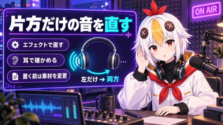 Premiere Proで音が片方からしか聞こえない時の直し方【2026年版】左だけ・右だけの声を両方から出す方法